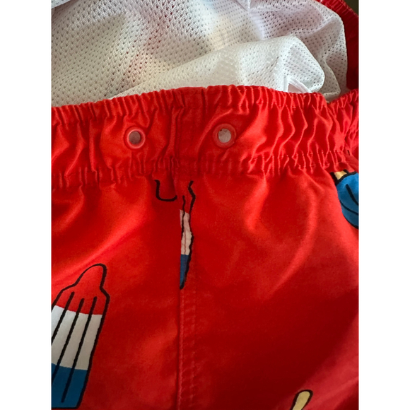 Mens Unbranded Swim Trunks Rocket Popsicle Size Likely L 36 Red - No Drawstring - Picture 4 of 4